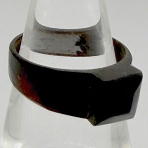 Black Resin Inlay Ring Copper Tone Band Size 9.25 Modern Minimalist